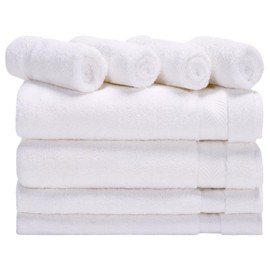 SAFAVIEH Home Collection Signature 8-Piece Towel Set – White Cotton, 650 GSM, Soft & Absorbent Bath Towels, Hand Towels, and Washcloths