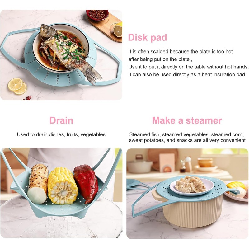 Silicone steamer, foldable design, suitable for vegetables-instant pot, reusable, non-stick,