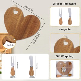 6 Sets Bridal Shower Favors Mini Charcuterie Boards Heart Cutting Board Cheese Small Charcuterie Boards Knives Wood Set Bridal Shower Gifts for Guests Valentine's Day Gift Wedding Party Favors
