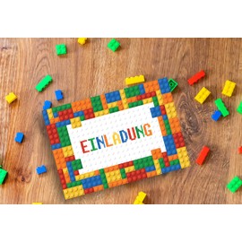 Friendly Fox Invitation Building Blocks, 12 Invitation Cards for Children's Birthday Boy Girl Party Invitation Building Bricks Building Blocks