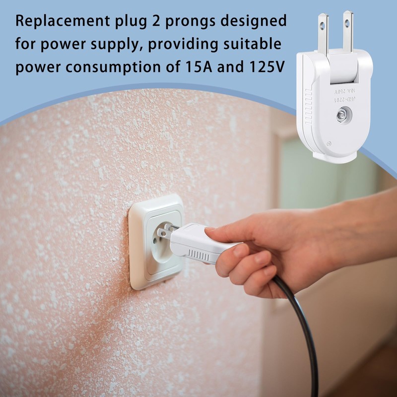 Flutesan 15 Pcs Extension Cord Replacement Plug 2 Prong 125V