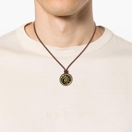 COAI Leather Necklace with Round Obsidian Pendant for Men and Women, Stone, Obsidian