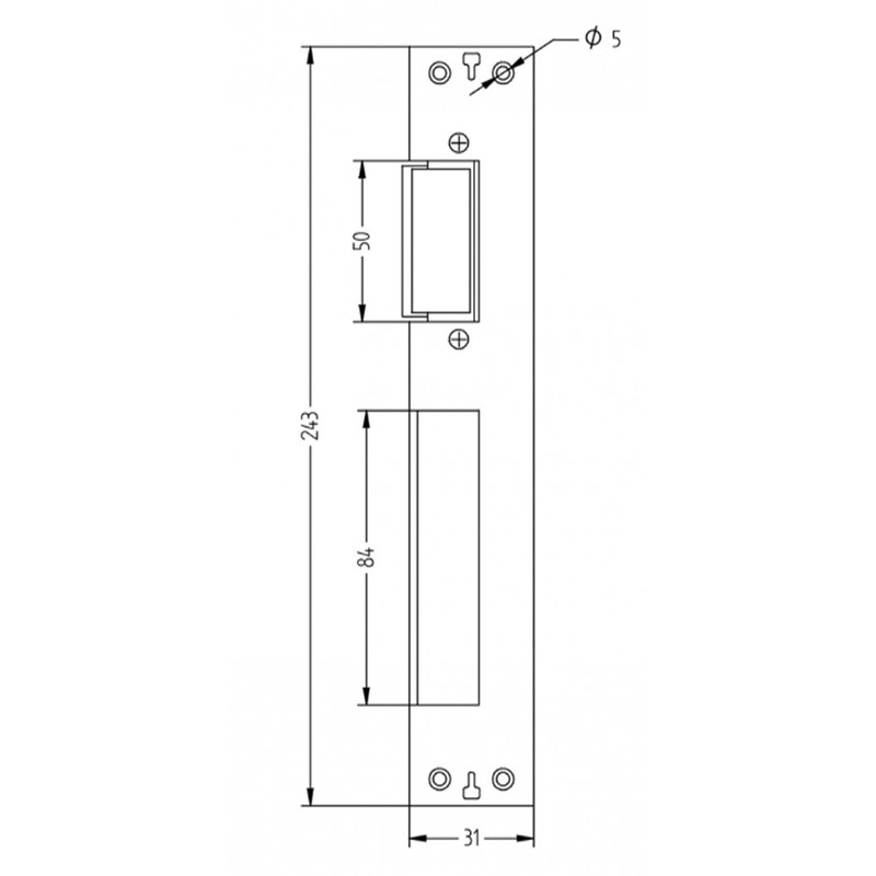 Universal Upvc Door Latch & Deadbolt Plate Centre Keep Left