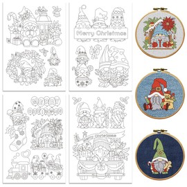 peacoblue Water Soluble Embroidery Patterns for Beginners 4 Sheets Chirstmas Fairies with 20pcs Patterns, Wash Away Stick and Stitch Dissolvable Embroidery Paper for Hand Sewing Lovers Women Adult