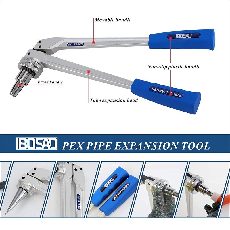 IBOSAD Manual PEX Pipe Expander Tool Kit with 3/8",1/2",3/4",1" Expansion
