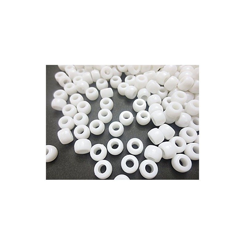 500 Pcs Big Acrylic Beads White 9 mm Huey, Dewey,