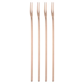 sourcing map 4 Pcs Pickle Fork, 8.6 Inch Olive Fork with Long Handle, Stainless Steel Cocktail Forks, 2-Tine Fork for Dessert Cocktail Fruit and Vegetable Rose Gold