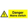 Pack of five - Danger Mains Switch Sign - 300x100mm