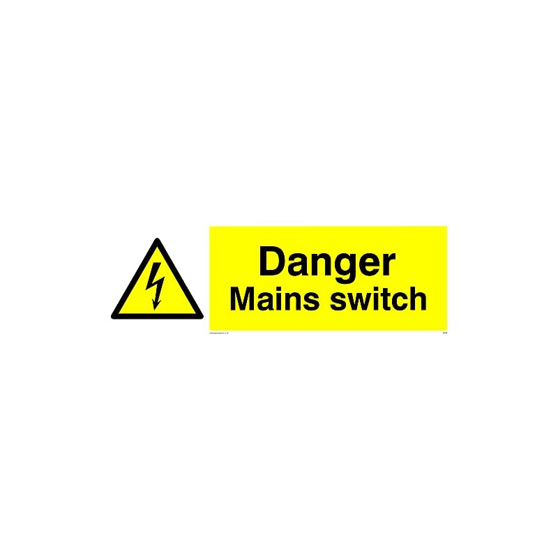 Pack of five - Danger Mains Switch Sign - 300x100mm