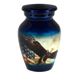 Trupoint Memorials Small Urns for Human Ashes Keepsake — Cremation Urns for Human Ashes, Mini Urns for Human Ashes, Keepsake Urns for Human Ashes, Small Urn for Ashes — Small, American Eagle, Blue