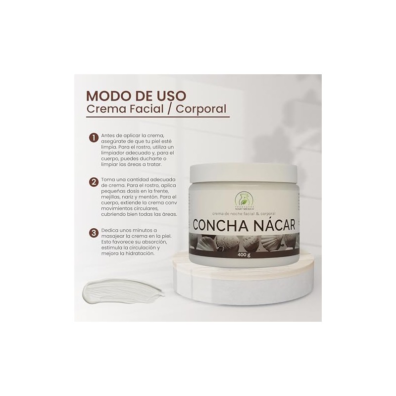 Crema Facial & Corporal De Concha Nácar Piel Tersa Productos