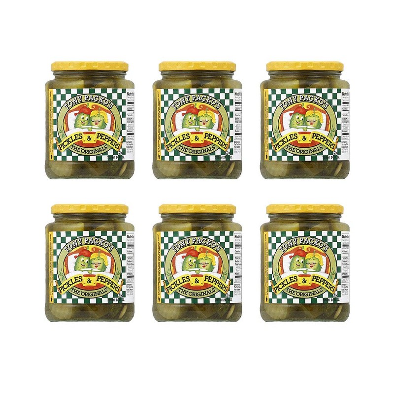 Tony Packos Original Pickles and Peppers, 24oz (Pack of 6)