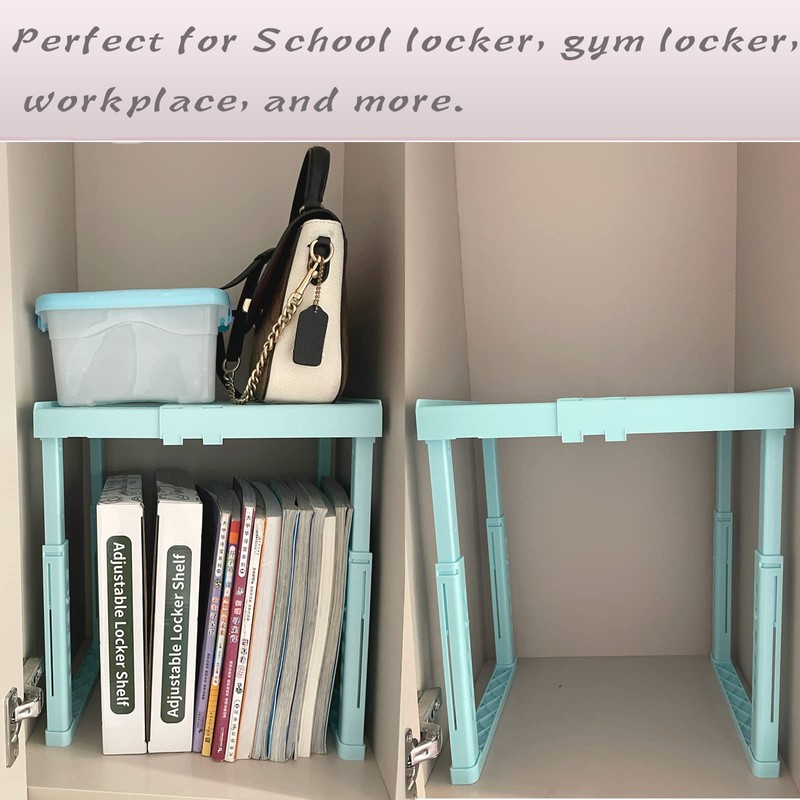 Locker Shelf Adjustable Height and Width, Locker Organizer for Work,
