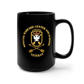 MIP Black Mug 15oz - JFK Special Warfare Center - School SSI w Branch - Veteran wo B