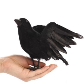 Unbranded 12" Decorative Artificial Flying Feathered Crow with Wired Feet
