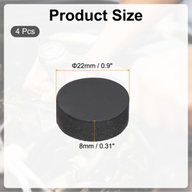 PATIKIL Rubber Solid Discs Washers, 4 Pcs Anti-Vibration Spacer 22mm OD x 8mm Thick Rubber Round Gasket Pad Bushings Spacer Washer for DIY Gasket Craft, Black