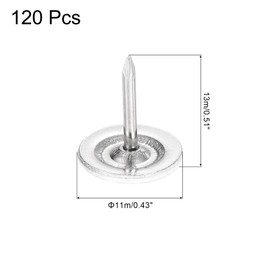 QUARKZMAN Pack of 120 Upholstery Nails, 11 mm x 13 mm, Flat Head, Decorative Furniture Nails, Thumb Nail for Furniture, Sofa, Headboards, White