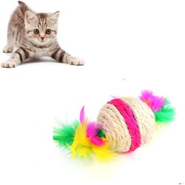 DPWOUM 1 Pc Toys for Cats, Beautiful Sisal Rope Feather Ball Teaser Scratching Chew Toy for Pets Kitten Kitten, Toys, Balls for Cats