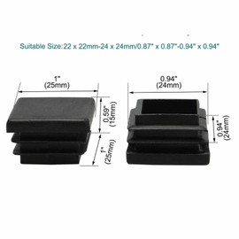Box Section End Caps: Plastic Square Blanking End Caps for Tubing and Tubes, 25mm x 25mm, 15 Pieces