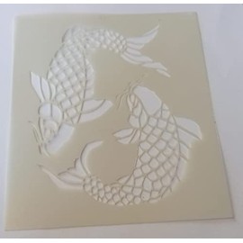Dazzle Glitter Tattoos koi carp fish wall / card making decor stencil flexible 350 micron Mylar plastic 4" x 4"