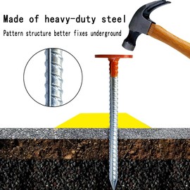 Rebar Survey Marker Stakes, 12 Inch Long - 1.35 LB Heavy Duty, Hi-Vis Orange (4 Pack)