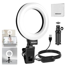 NEEWER Basics 5" Ring Light with Mini Tripod Stand for Desk Video Conference Lighting, Clip on Streaming Kit for Monitor Webcam Laptop Computer Makeup Selfies Video Recording, Cleaning Cloth, BR60