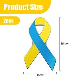 2pcs Yellow and Blue Ribbon Pins Brooch Peace Knot World Peace Metal Pins Decorative Jewelry, Stainless Steel