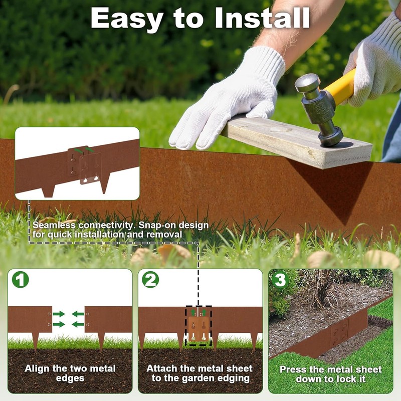 Cor Ten Steel Landscape Edging 20FT Kit – Bendable Design