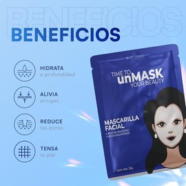MIST JEWEL Mascarilla Facial con Colágeno, ácido hialurónico y aminoácidos de alto efecto hidratante y Rejuvenecedora | Premium Bio-Collagen mask Paquete de 5 Piezas