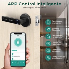 CAILESER Cerradura Inteligente Electronica 5 en 1, 0.3s Desbloquear, Código de Privacidad, Huella Digital/Tarjeta IC/Contraseña/APP/Llave Mecánica, Fácil de Instalar, para Hogar, Oficina, Hotel
