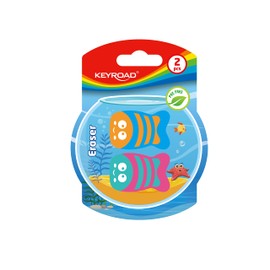 KeyRoad Eraser - Fish / Eraser for Pencil and Crayon / 2 Pieces / Blister / Mix of Colours / Ideal for School and Office KR972126