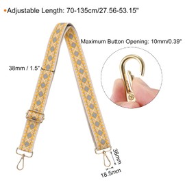 sourcing map Purse Strap Replacement, 27.5-53inch Adjustable Polyester Stylish 1.5inch Wide Crossbody Shoulder Strap for Handbag Guitar(Yellow, Gold Buckle)