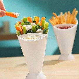 KIRALOVE French fries holder with sauces - restaurant - plastic - original gift idea - container - home - white bar - seen on TV - excellent quality