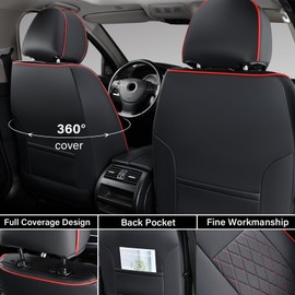 Coverado Leather Seat Covers, Custom Fit for 2005-2023 Toyota Tacoma Double & Crew Cab, SR, SR5, Limited, TRD Sport/Pro/Off Road - Full Set, Red