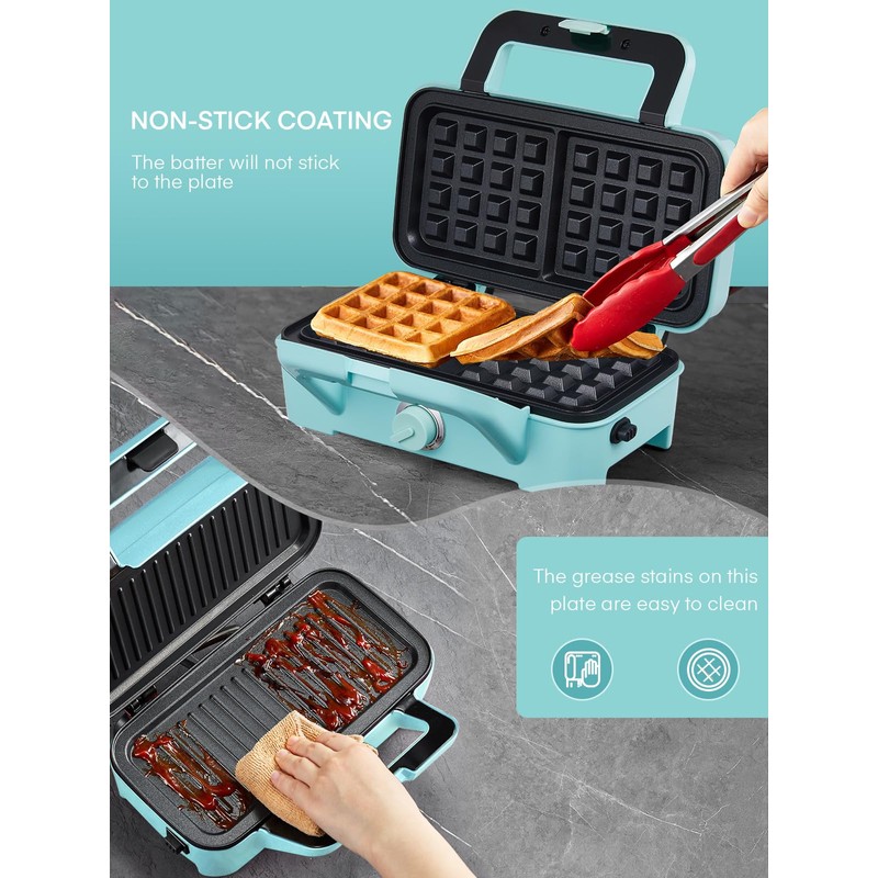 FOHERE Waffle Maker 3 in 1 Sandwich Maker 1200W Panini
