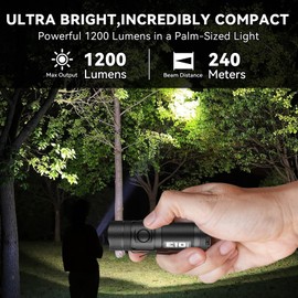PowerTac E10-G4 1200 Lumen EDC Flashlight – Compact Magnetic Tailcap Light Rechargeable Hands-Free Flashlights, 240m Beam Distance, Waterproof, for Work, Camping, Emergency E10R G4 Pocket Light