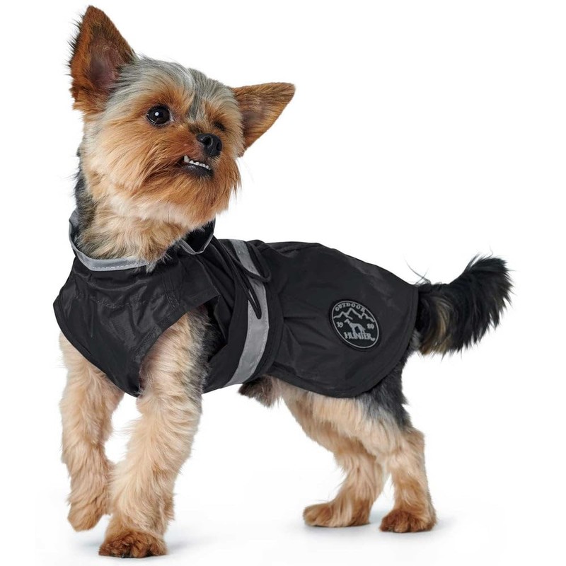 Hunter Uppsala Rain Dog Raincoat with Reflective Stripes, 65, Black