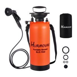Hurmovae 2.1 Gallon/8L Portable Shower –10 Spray Modes, Nylon Insulated Sleeve for Heat Retention, Portable Beach Shower for Surfing & Hiking, Portable Water Sprayer, Camping Shower, Orange