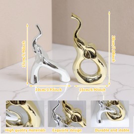 Zerzsy Little Elephant Statues Gold Home Decor Modern Style Statues Decorative Ornaments for Living Room, Bedroom, Office Desktop, Cabinets