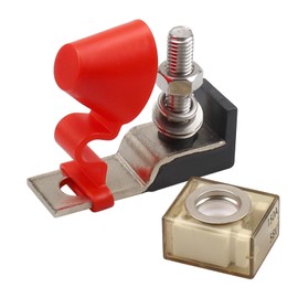 ZOOKOTO 58V DC Max Marine Rated Battery Fuse Block 150A, Single Stud 5/16" (M8) Compact Marine Rated Battery Fuse 150Amp (Fuse 150A Included)