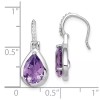 Unbranded 22.2mm Sterling Silver Rhodium-plated Amethyst Teardrop Dangle Earrings