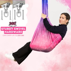 TIBEL Sensory Swing with Cute Sensory Toy & 6 Accessories, Holds 300lbs 360° Swivel, Double Layer Nylon Fabric Gives Calming Therapy Pelvic Joint Stability for Kids & Adults with Asperger Autism ADHD