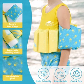 Gogokids Toddler Floaties, One Piece Swimsuit with Bulit-in Floatation and Arm Wings for Boys and Girls 20-50 lbs, Kids Swim Vest