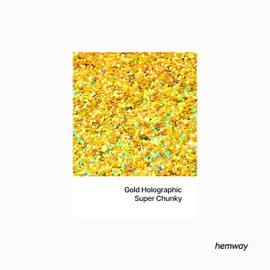 Hemway Eco Friendly Biodegradable Glitter 100 g / 3.5 oz Organic Cosmetic Safe Sparkle Vegan for the Face, Eyeshadow, Body, Hair, Nail and Festival Makeup - 1/8 Inch 0.125 Inch 3 mm - Gold Holographic