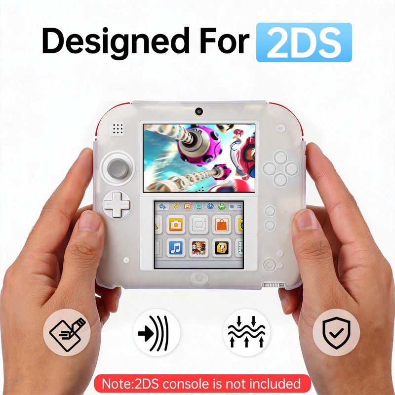 KEUYE Compatible with 2DS Case Soft Silicone Shell White