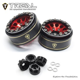 TREAL 1.0 Beadlock Wheels 12 Spokes Classic Rims (4P) for SCX24 AX24 FCX24 TRX4M 1/24 1/18 Crawler Car-Type I(Red)