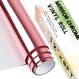 Lya Vinyl Chrome Mirror Permanent Vinyl,12" x 8ft Rose Gold PET Self Adhesive Vinyl for Cricut, Silhouette Cameo, Rose Gold Vinyl Roll for Decor Sticker, Party Decoration