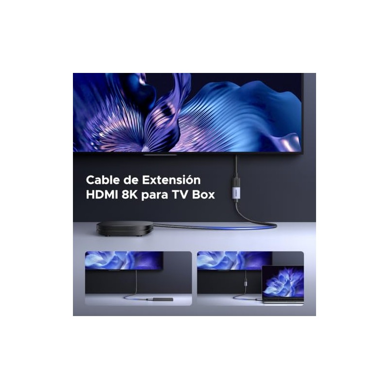 UGREEN Extensor HDMI 2.1 8K@60Hz 4K@240/144/120Hz Macho-Hembra 48Gbps