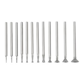SG Store 12-Piece 3/32 Inch Bowl Diamond Cutter Set in Bowl Shape with Mounted Grinding Bits for Grinding and Carving Feldstein Ceramic Rotary Tool (0.5 mm - 8 mm)