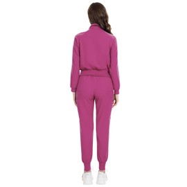 Scrubspro Scrub for Women Set-Long Sleeve Scrub Top with Zipper & Jogger Pants Medical Uniform Suit (Hot Pink,XL)